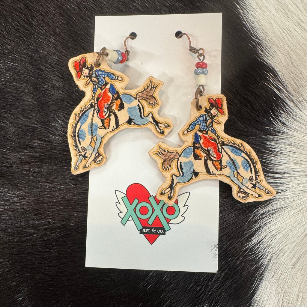 XOXO Leather Fences Cowgirl Earrings