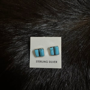 ZUNI NATIVE MADE INLAY TURQUOISE POST EARRINGS