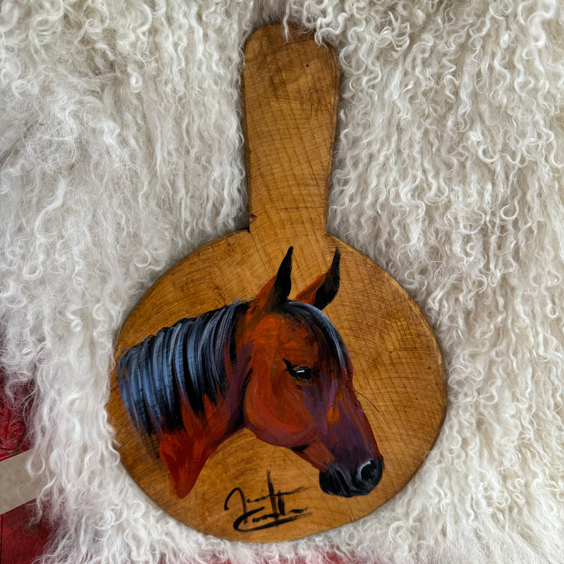 Hand Painted Bay Horse Breadboard Small