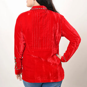 American Darling Red Velvet Shirt with Conchos