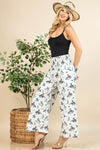 Western Bucking Horses Print Smock Waist Pants