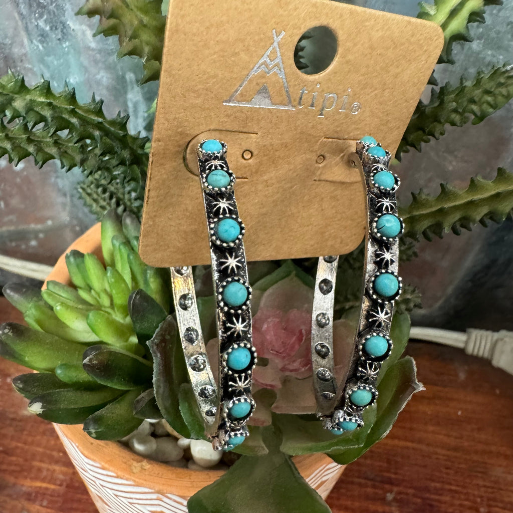 Faux Turquoise Hoops