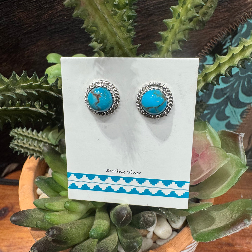 Navajo Sterling Silver Turquoise Stud Earrings