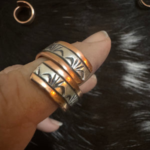 Copper Wraparound Ring Etched Design