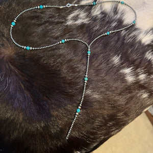 Sterling Silver & Turquoise Bead Lariat Necklace