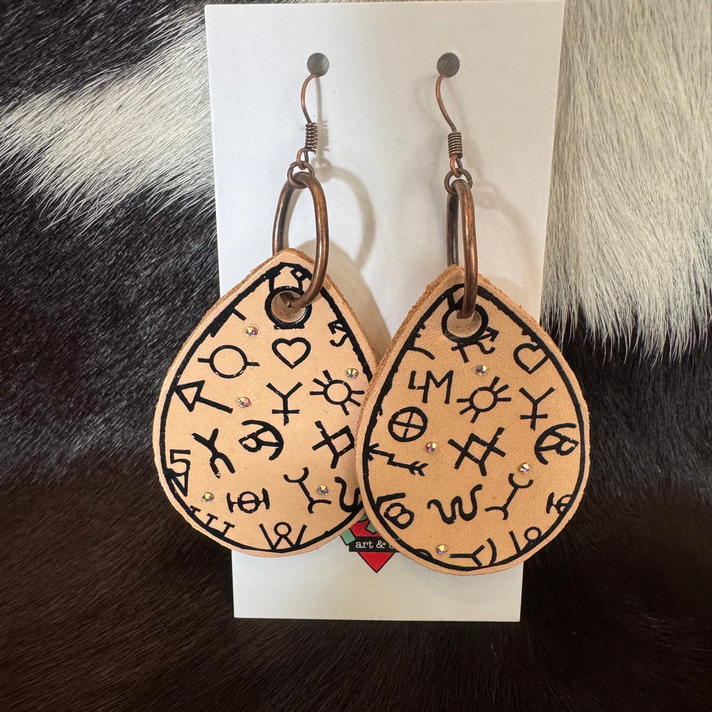Brand Leather Teardrop Earrings