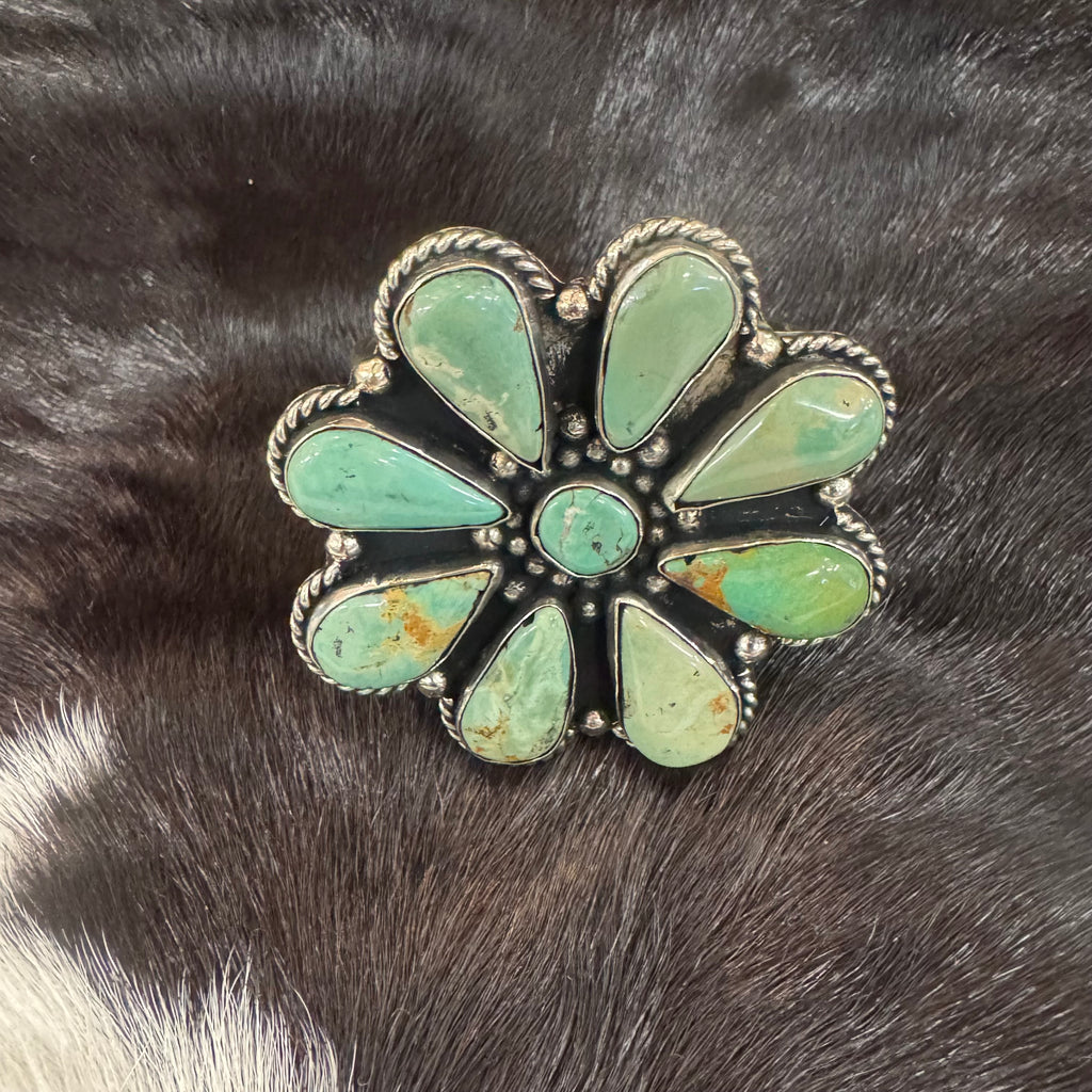 Exquisite Tibetan Turquoise Cluster Cuff