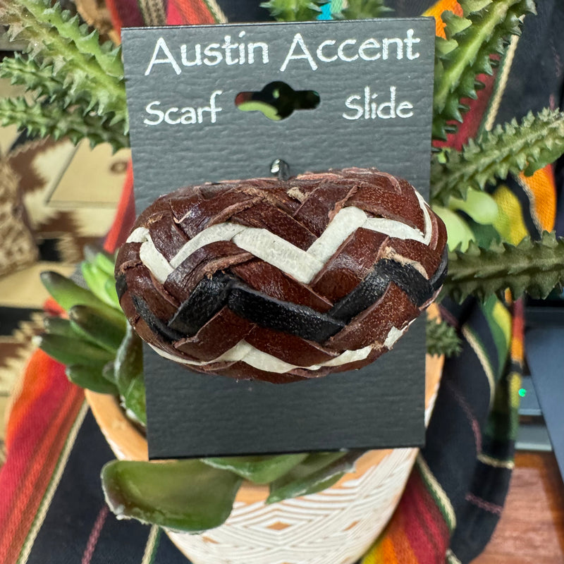 Scarf Slide Rawhide Rust w/ Blk & white