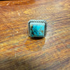 Adjustable Kingman Turquoise & Sterling Silver Square Ring