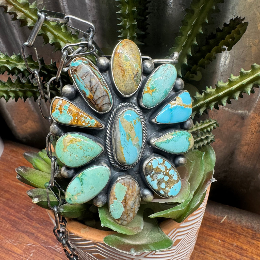 Royston Turquoise Cluster Necklace