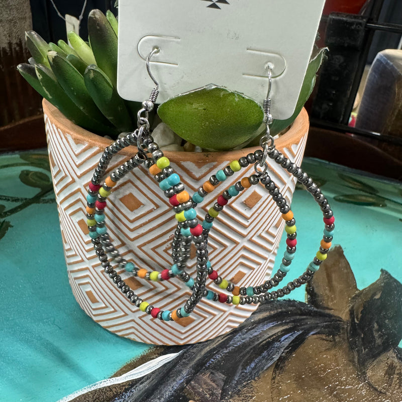 Faux NAVAJO PEARL and Pony Bead TEARDROP EARRINGS