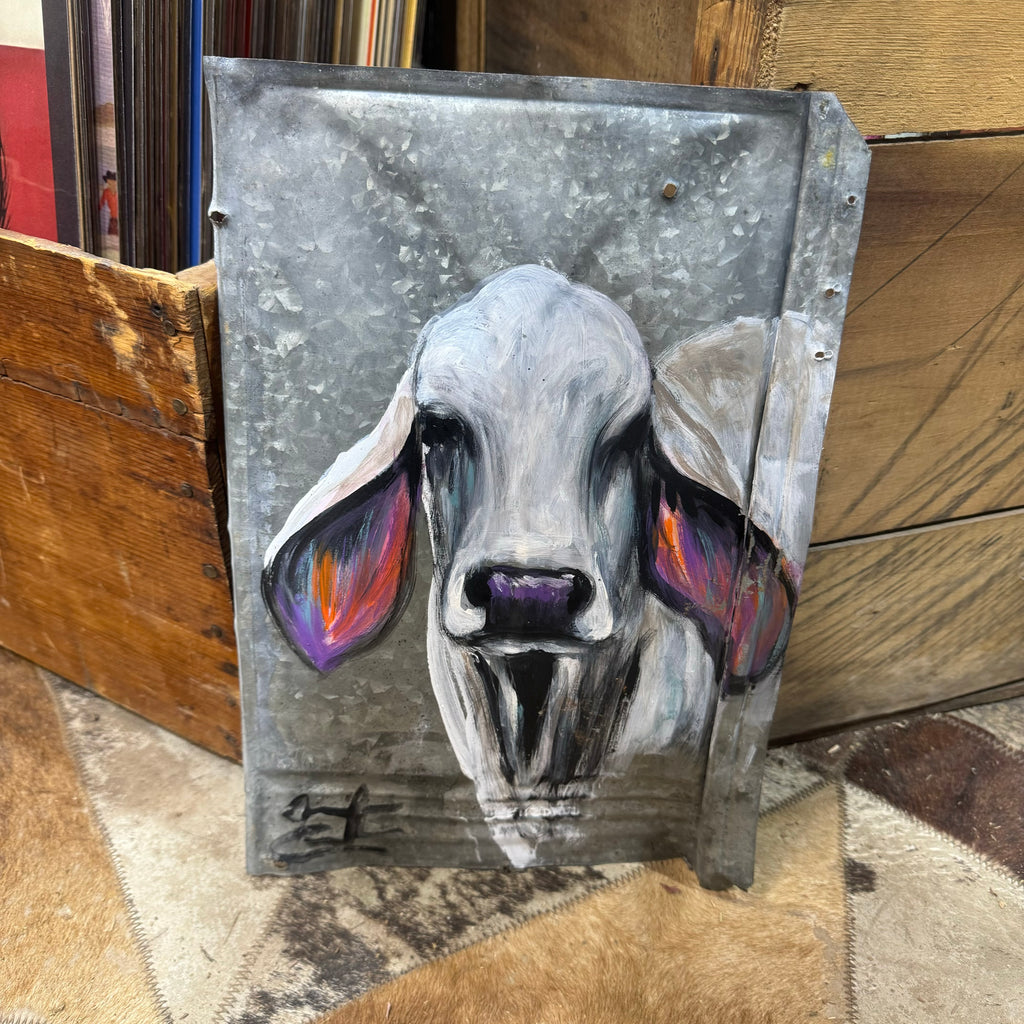 Hand Painted Brahman Tin Shingle