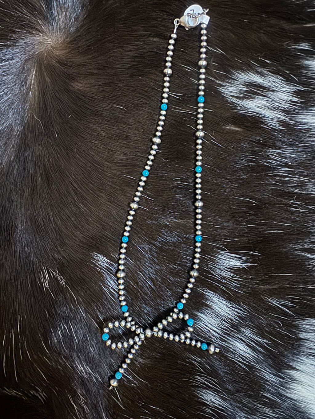 Navajo Pearl & Turquoise 4/6MM Bow 20” Necklace