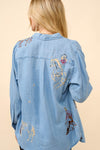 Western Motif Embroidered Tencel Shirt