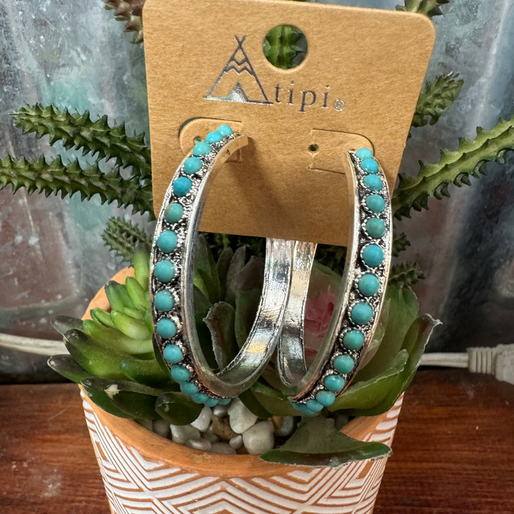 Faux Turquoise Hoops