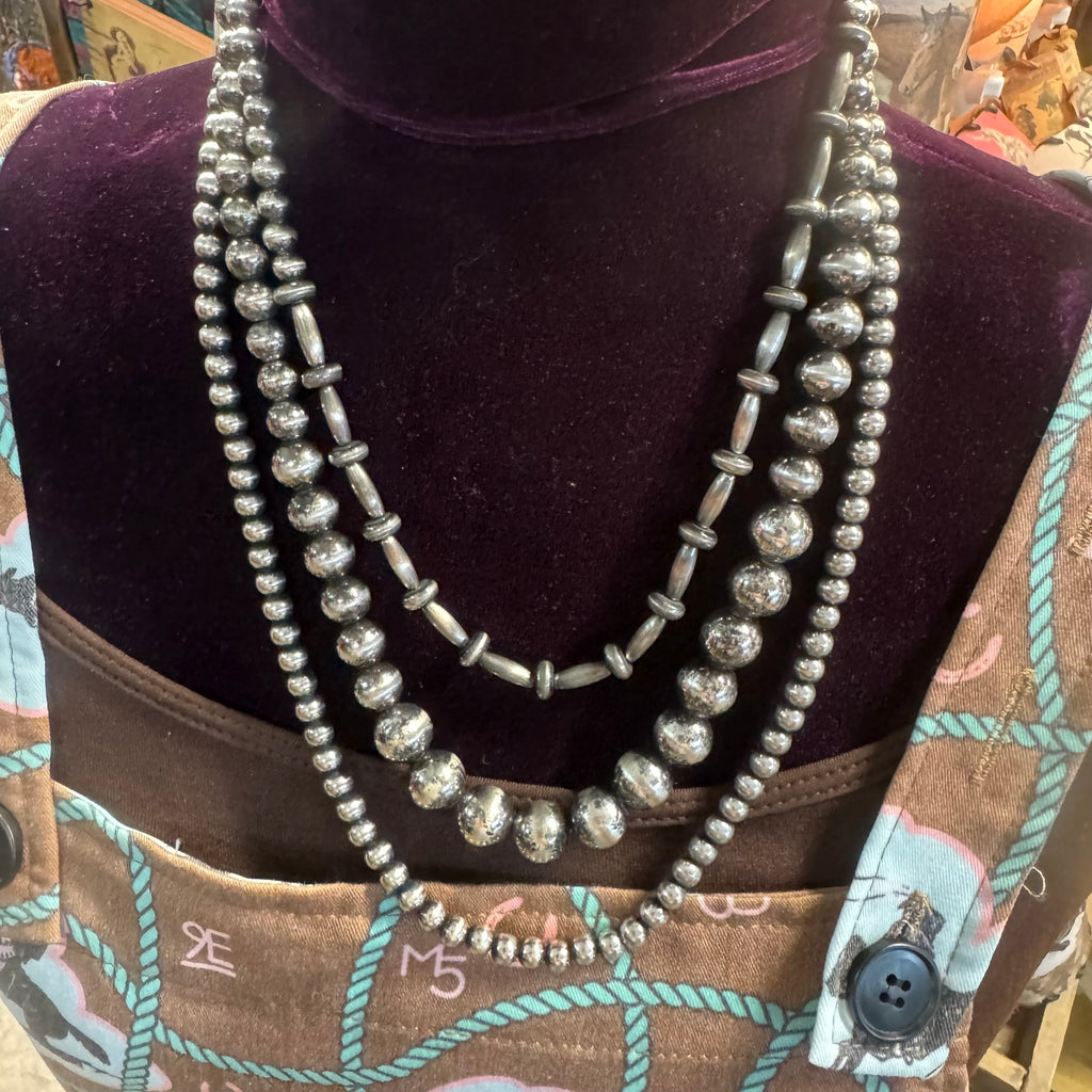 3 Strand Faux Navajo Pearl Necklace