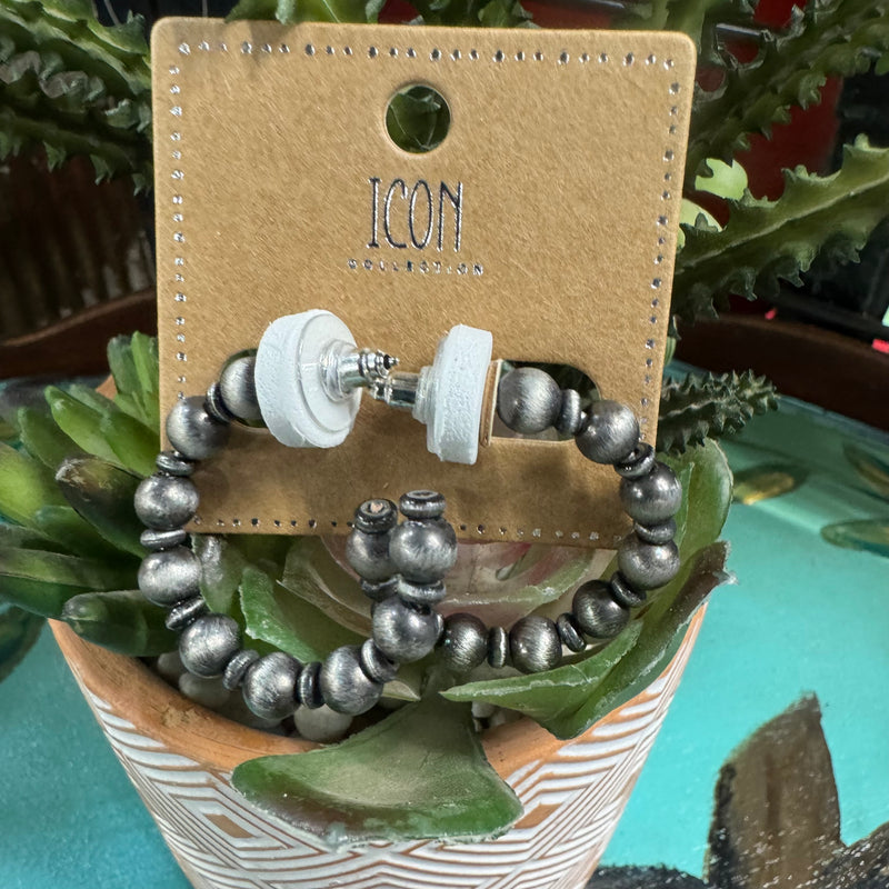 Faux NAVAJO PEARL Hoop EARRINGS 1”