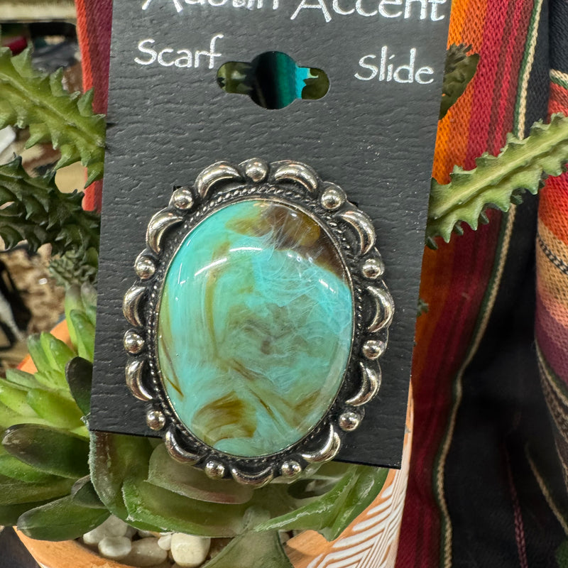 Scarf Slide w/Turquoise Colored Stone