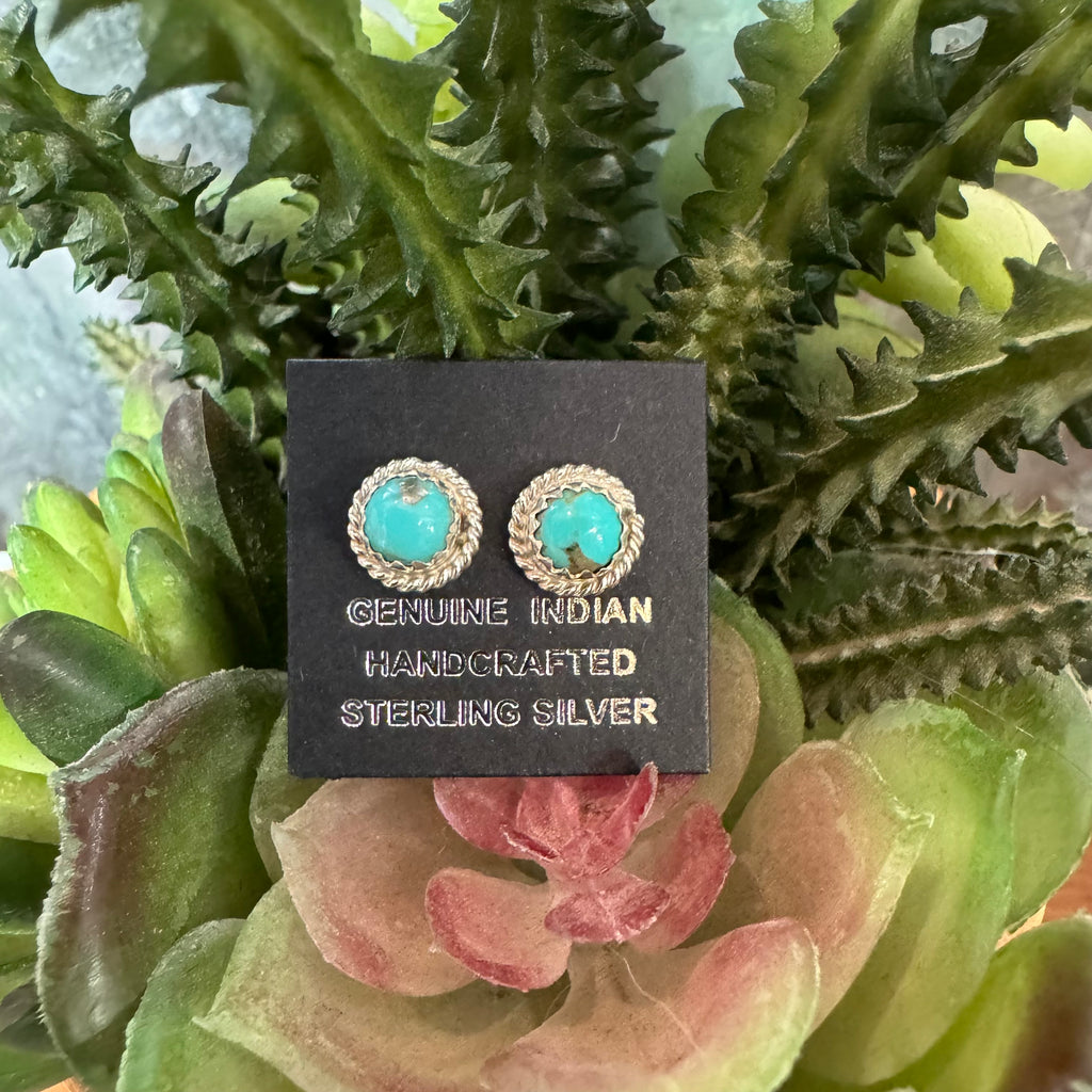 Kingman Turquoise 8mm stud earrings Ester White