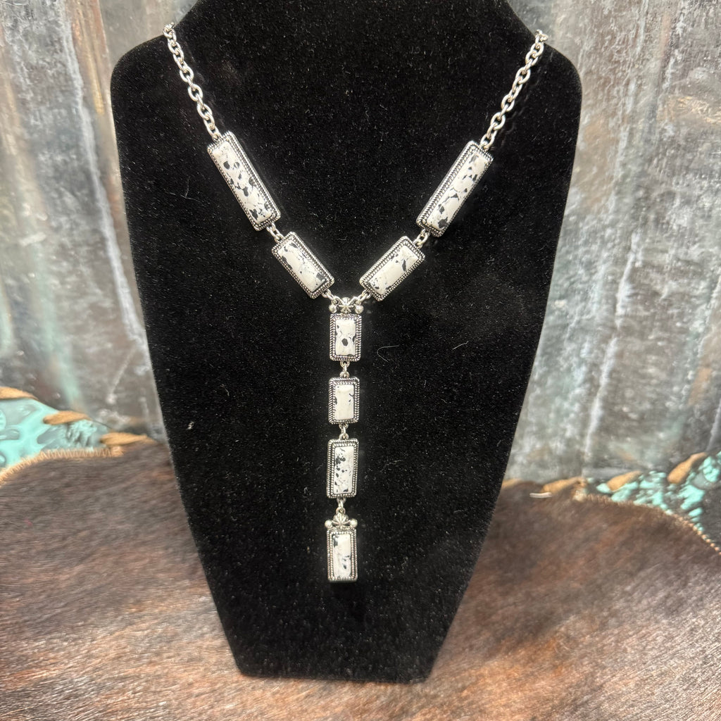 Faux White Buffalo Lariat Necklace