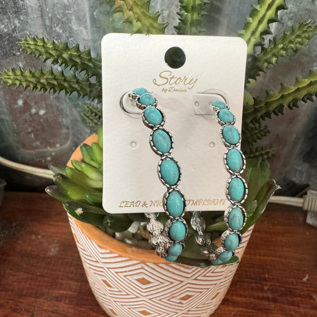 Faux Turquoise Hoops