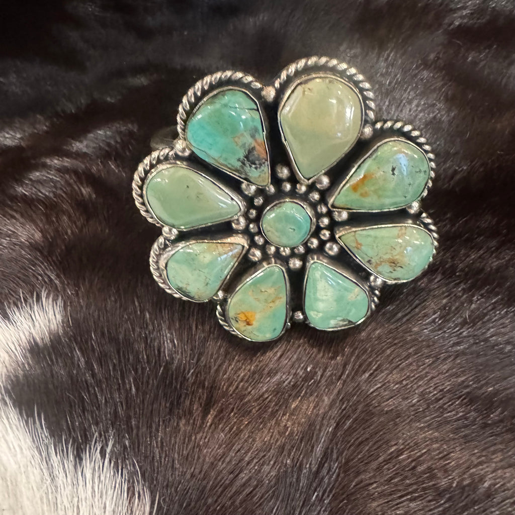 Exquisite Tibetan Turquoise Cluster Cuff