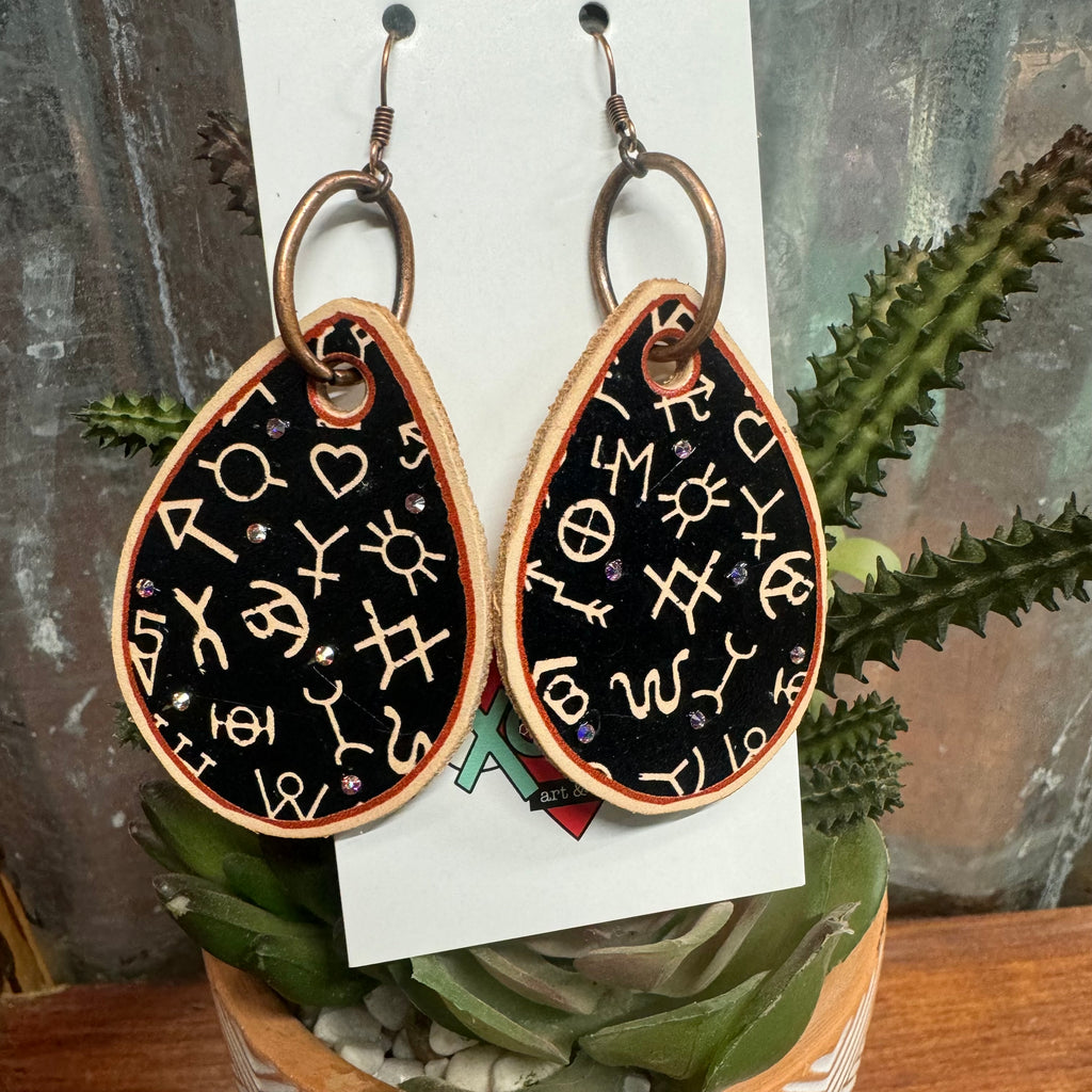 Brand Leather Teardrop Earrings