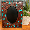 Leather Picture Frame with Turquoise Accent Medium