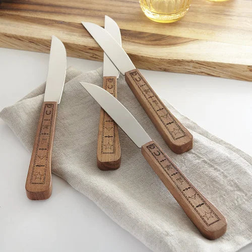 Western Steak Knives with Wood Handles - Set of 4