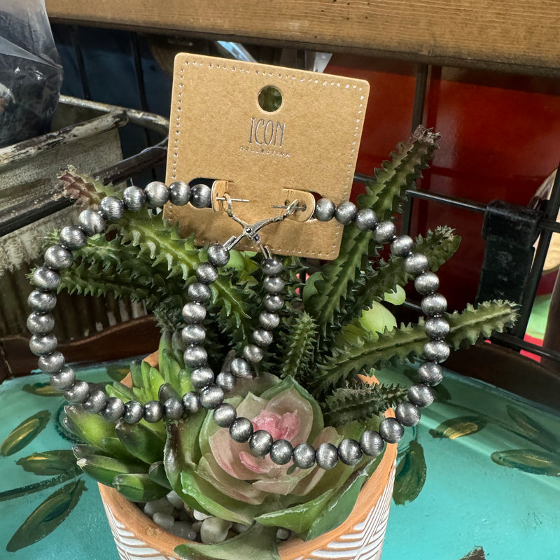 Faux NAVAJO PEARL Hoop EARRINGS 2 1/2