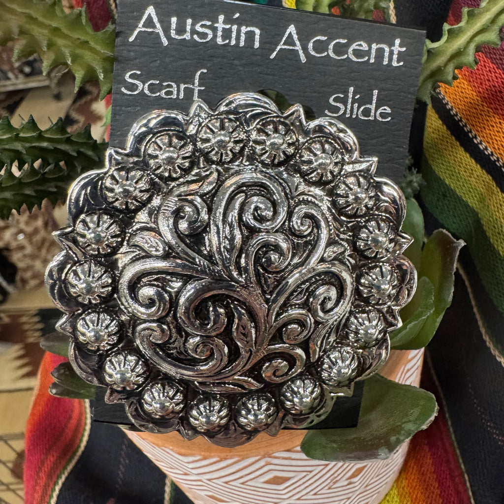 Scarf Slide Lg Round Antique Silver