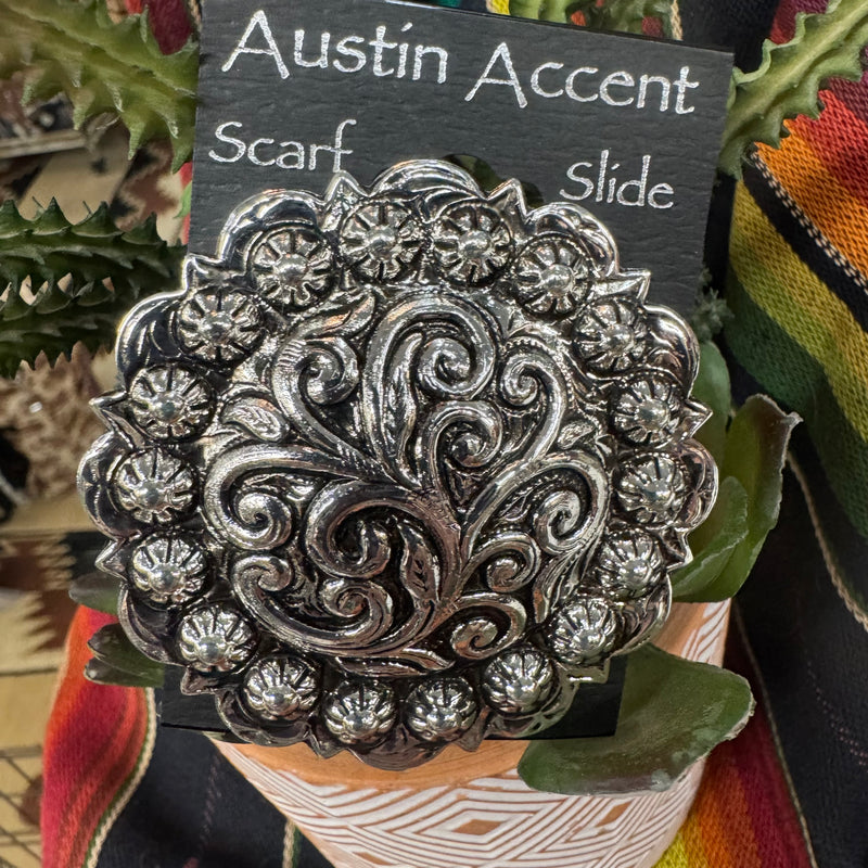 Scarf Slide Lg Round Antique Silver