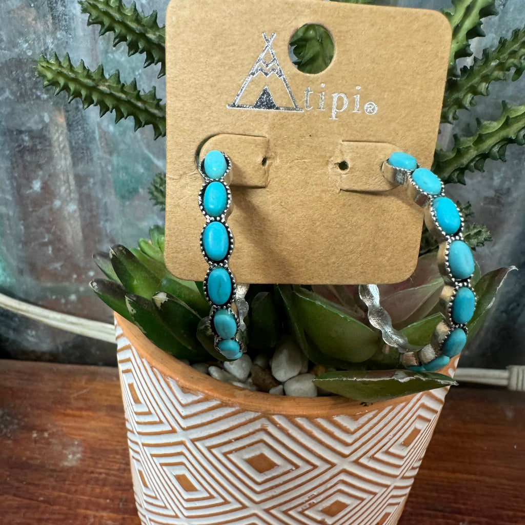 Faux Turquoise Hoops