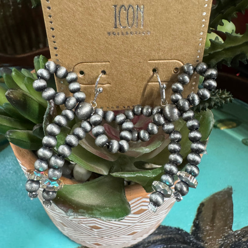Faux Navajo Pearl Bow Earrings with AB  Beads