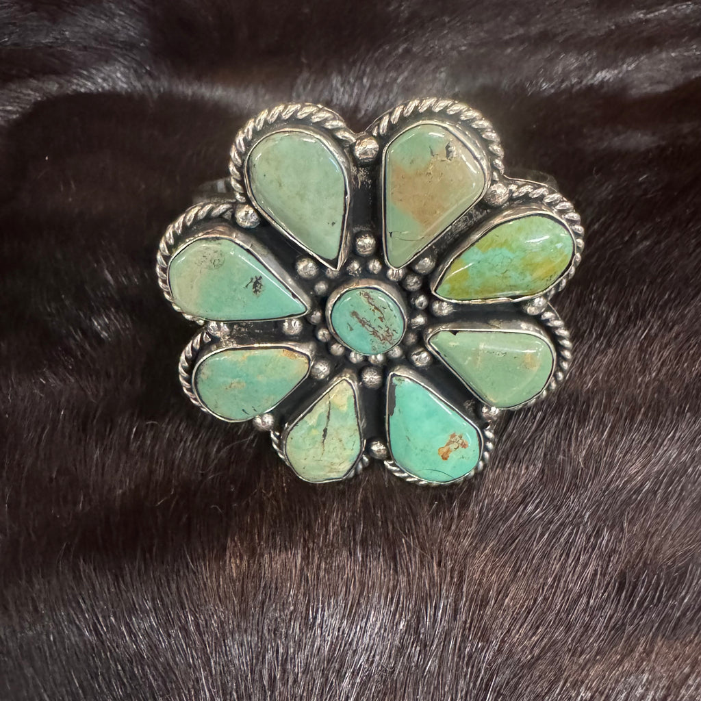 Exquisite Tibetan Turquoise Cluster Cuff