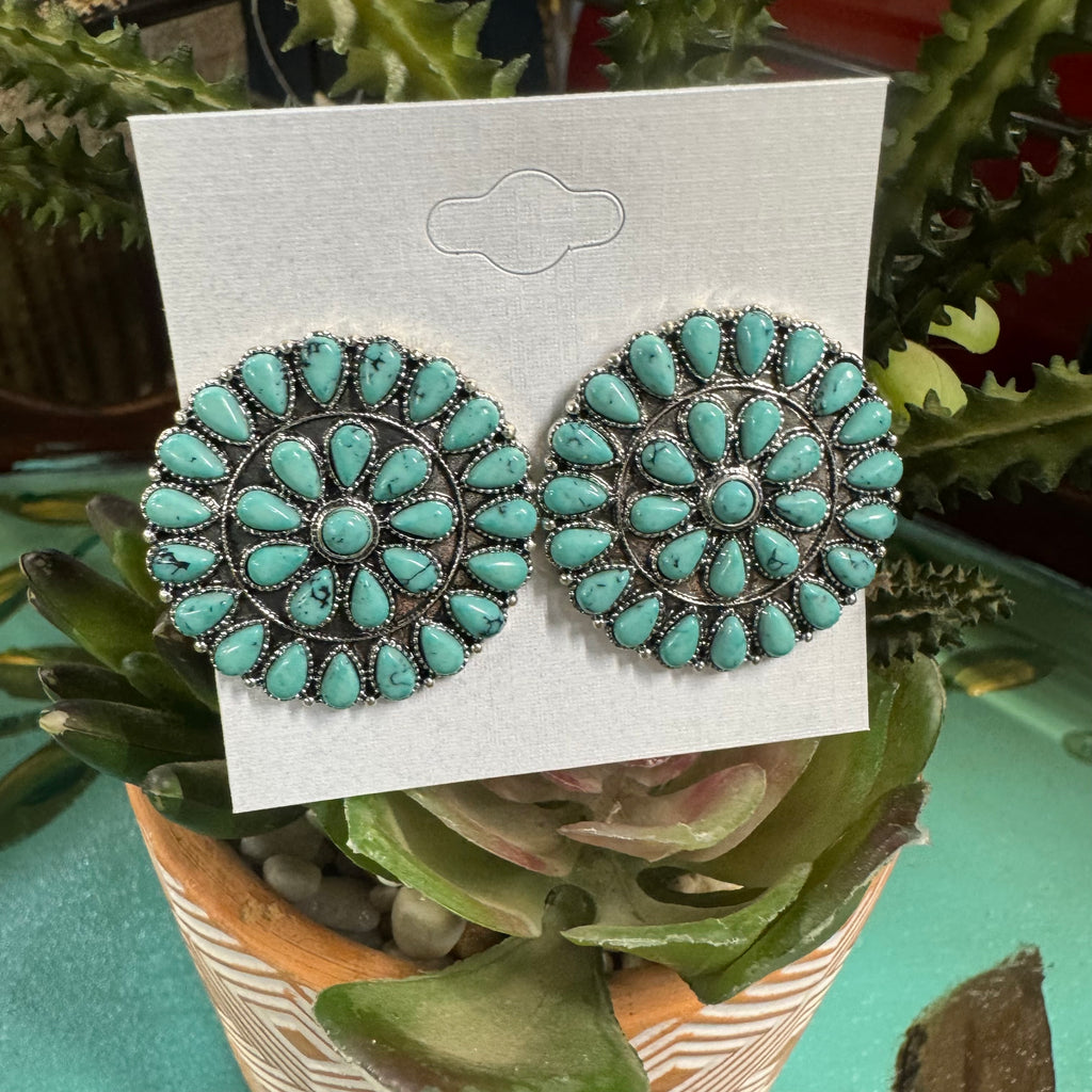 Faux Turquoise Cluster Post Earrings