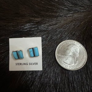 ZUNI NATIVE MADE INLAY TURQUOISE POST EARRINGS