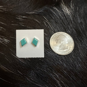 DIAMOND CUT TURQUOISE STUD EARRINGS