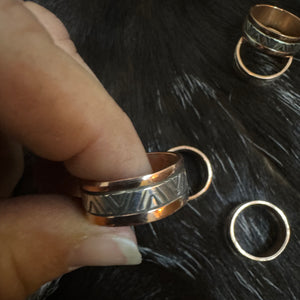 NATIVE AMERICAN NAVAJO STERLING SILVER & COPPER RING BY WYLIE SECATERO