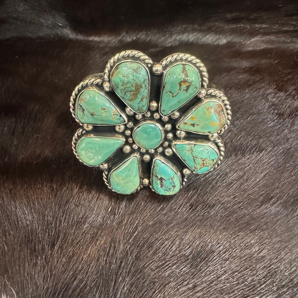 Exquisite Tibetan Turquoise Cluster Cuff
