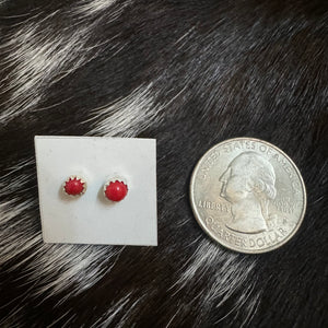 3mm Round Coral Stud Earrings