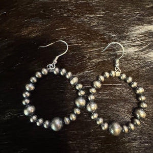 Navajo Pearl Fish Hook Circle Earrings