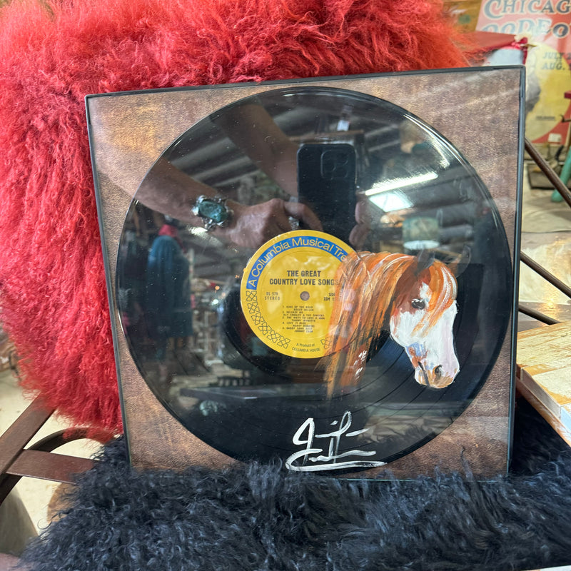 Hand Painted Paint Horse Head Record