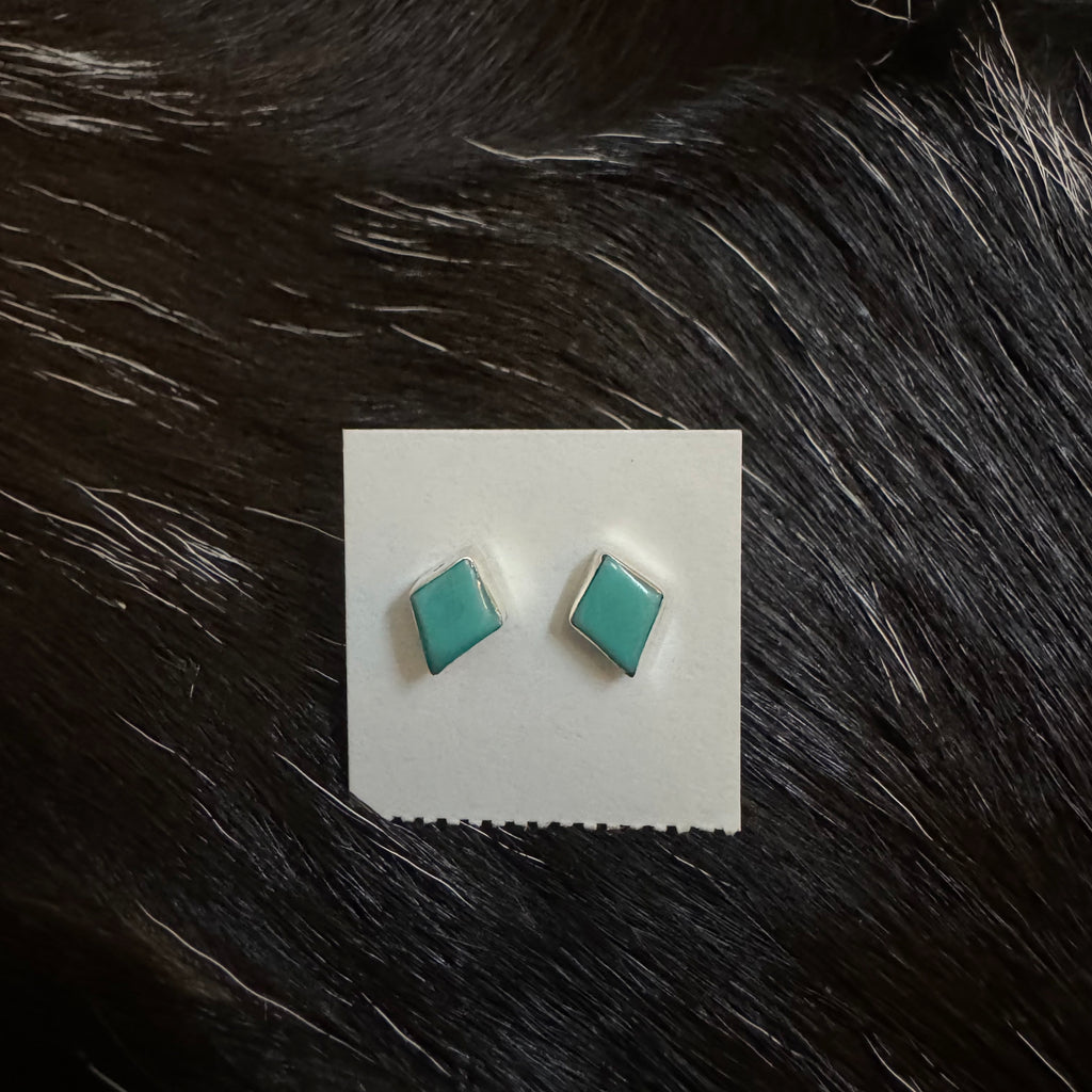 DIAMOND CUT TURQUOISE STUD EARRINGS