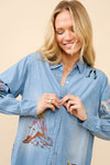 Western Motif Embroidered Tencel Shirt