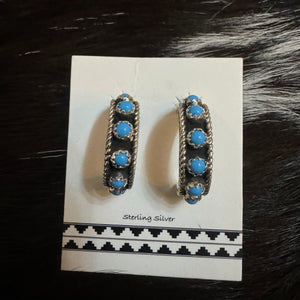 Turquoise Snake Eye Half Hoop Earrings