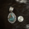 NAVAJO SILVER PENDANT WITH KINGMAN TURQUOISE