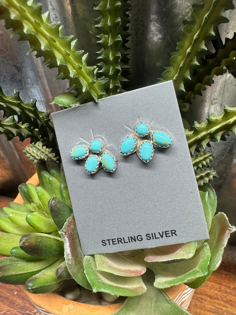 4 Stone Kingman Turquoise Earrings