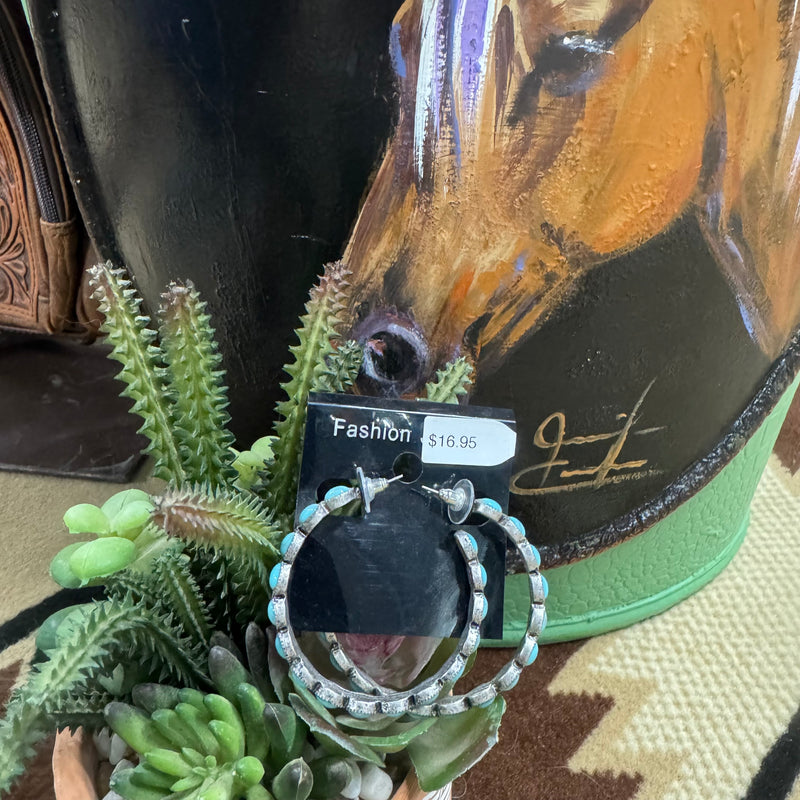 Faux Turquoise Hoops