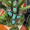 Tibetan Silver Authentic Turquoise Adjustable Cactus Ring